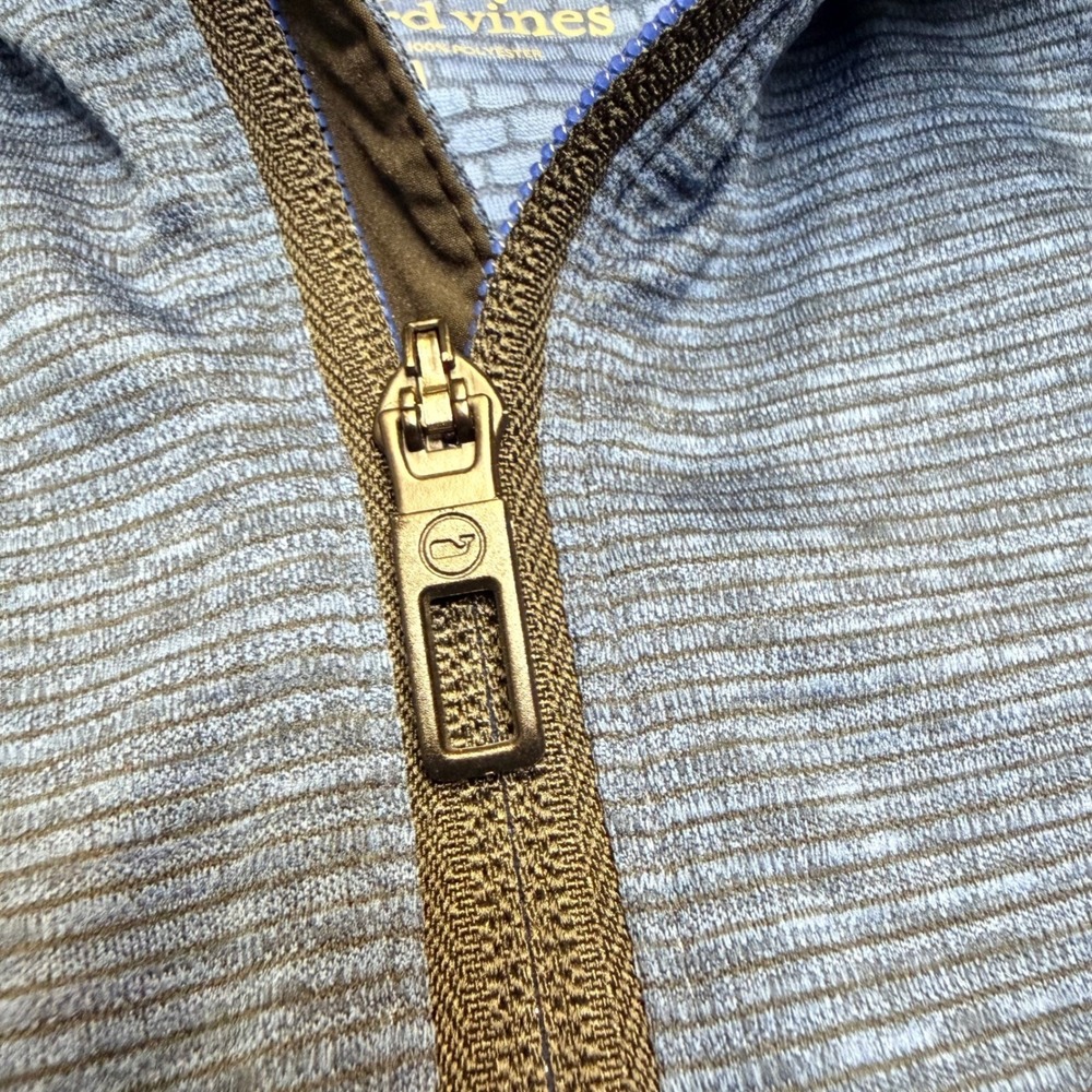 Vineyard Vines 1/4 Zip Mens M Blue On-The-Go Sankaty Micro Stripe Performance - Picture 4 of 12